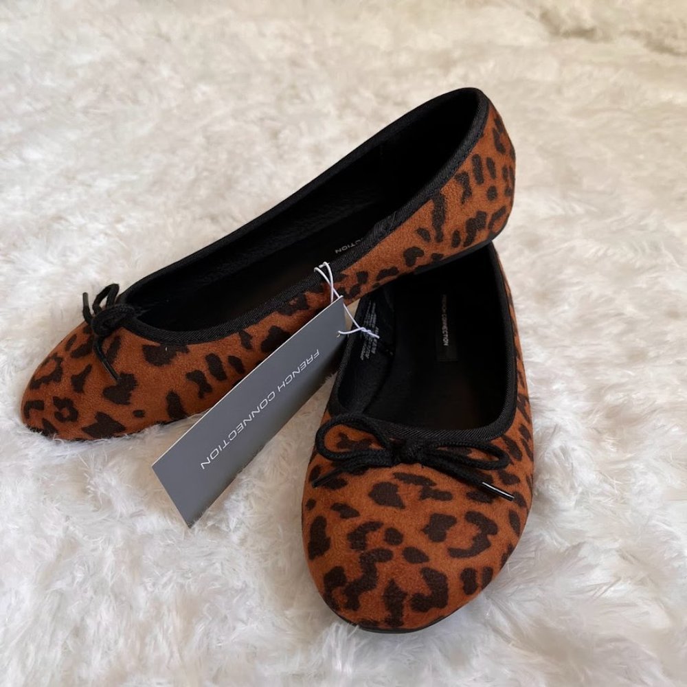 French Connection Leopard Flats, Size 8